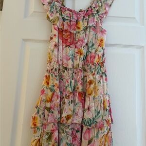 Lavender Brown Floral Mini Dress